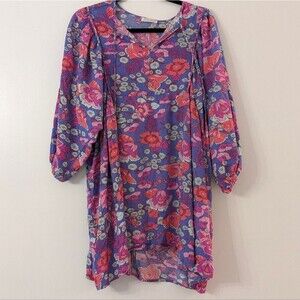 Anna-Kaci Floral Print Bishop Sleeve mini dress size M